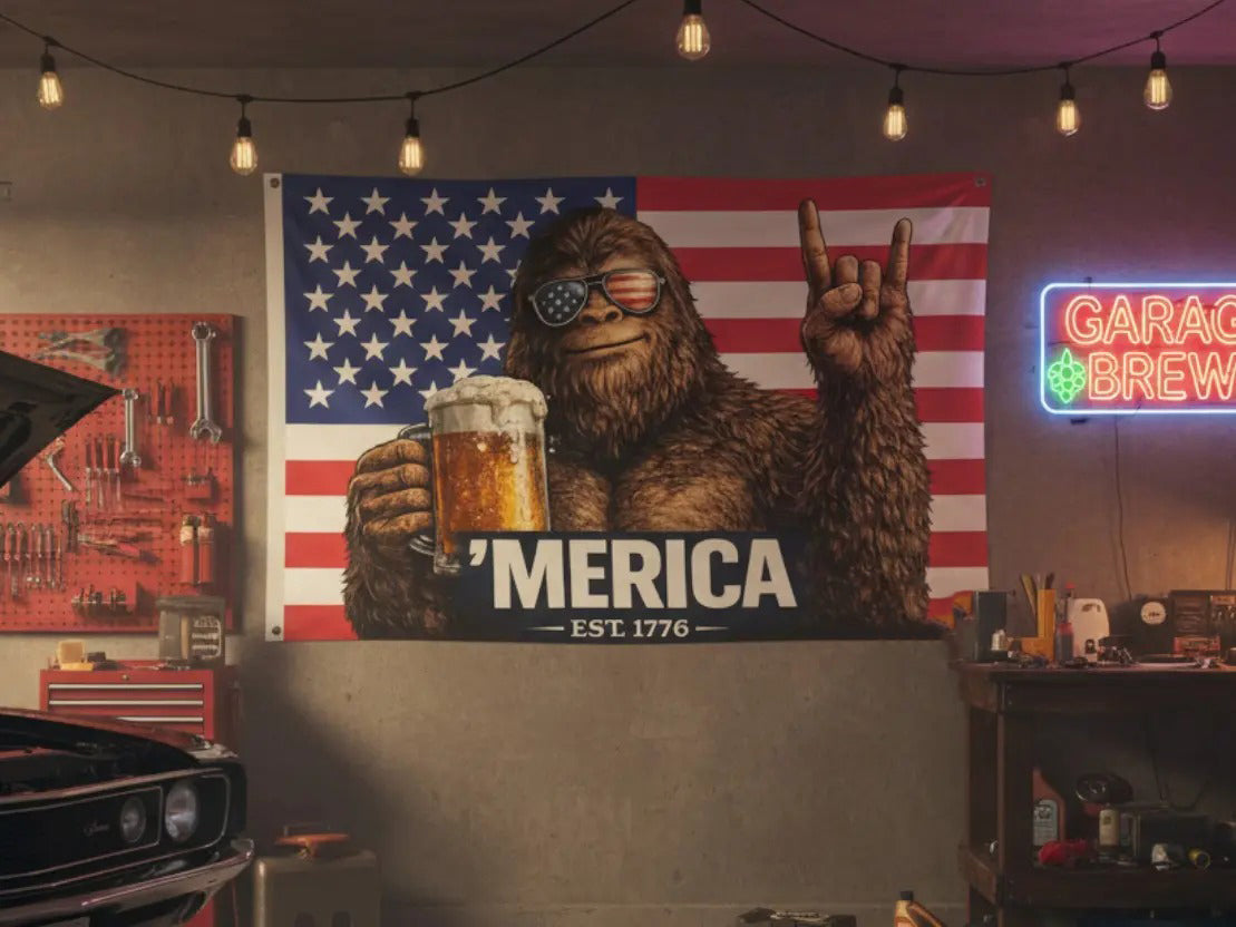 MERICA Bigfoot American Flag