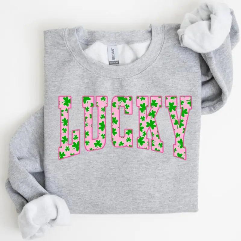 Lucky Clover Print With Green Shamrock Design T-Shirt / Sweatshirt / Hoodie