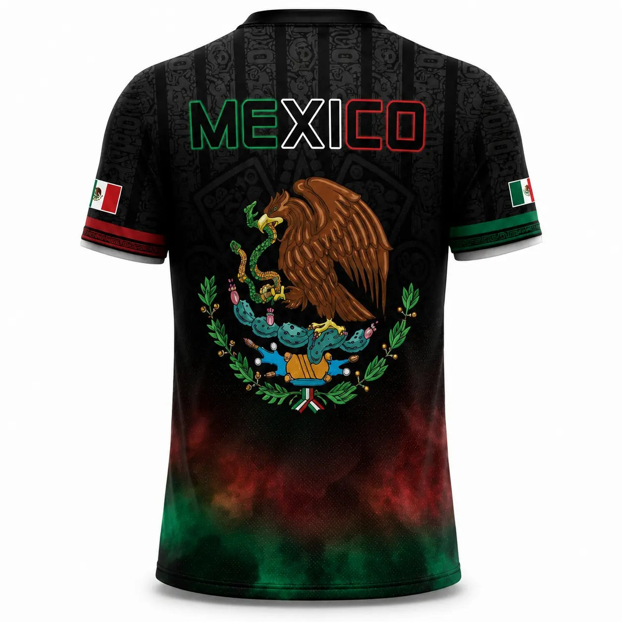 Mexico Aztec Warrior Mexican Flag Eagle And Snake Graphic - Soccer Jersey
