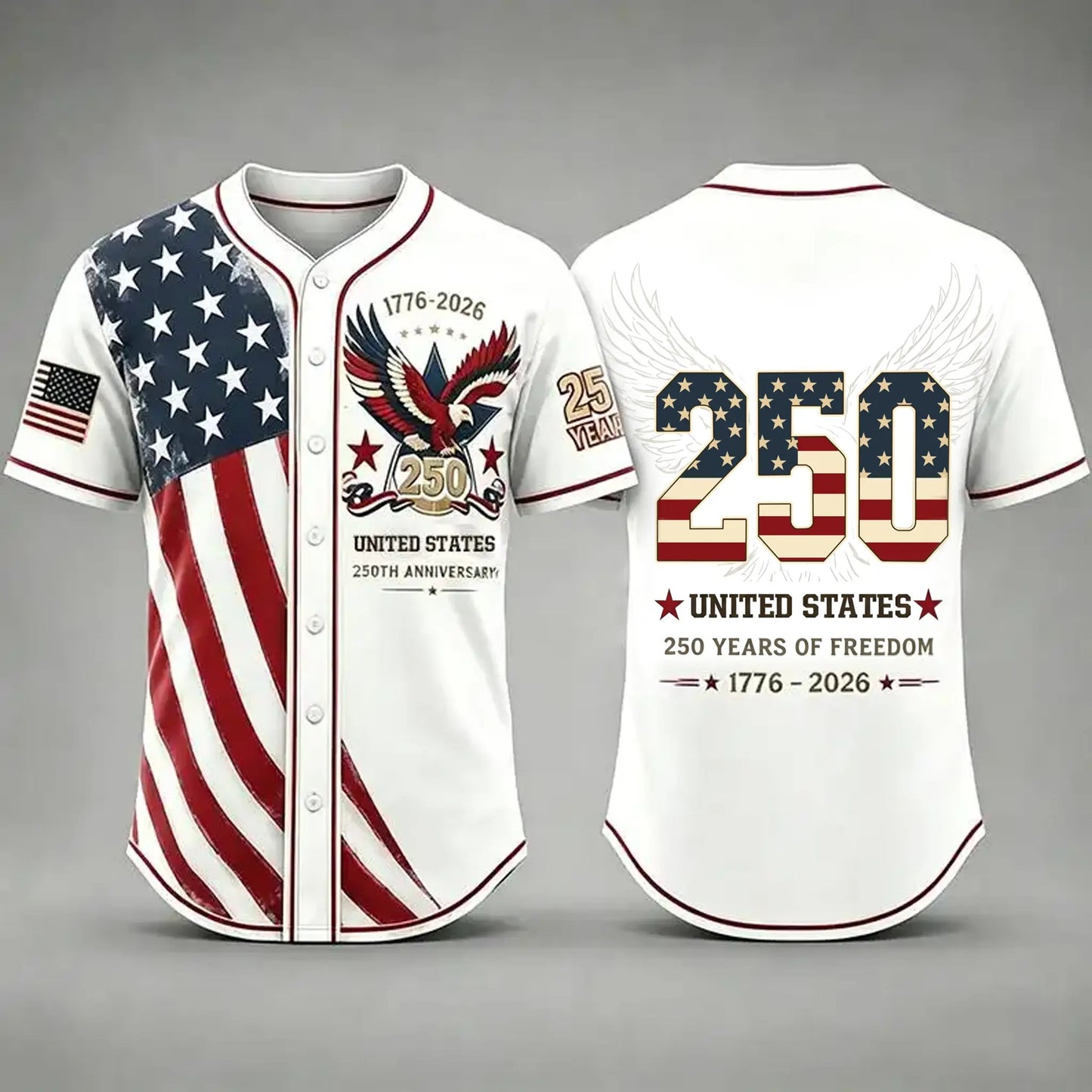 USA 250th Anniversary Patriotic Eagle - Baseball Jersey