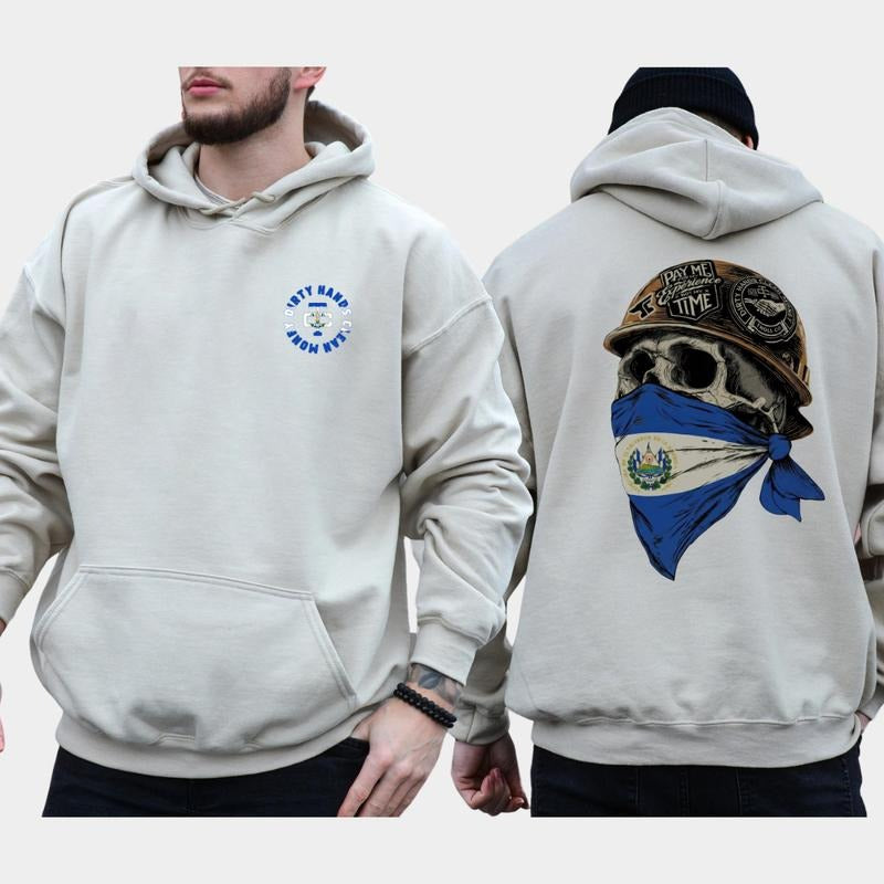 Dirty Hands Clean Money Skull El Salvador Flag Face Mask T-Shirt / Sweatshirt / Hoodie