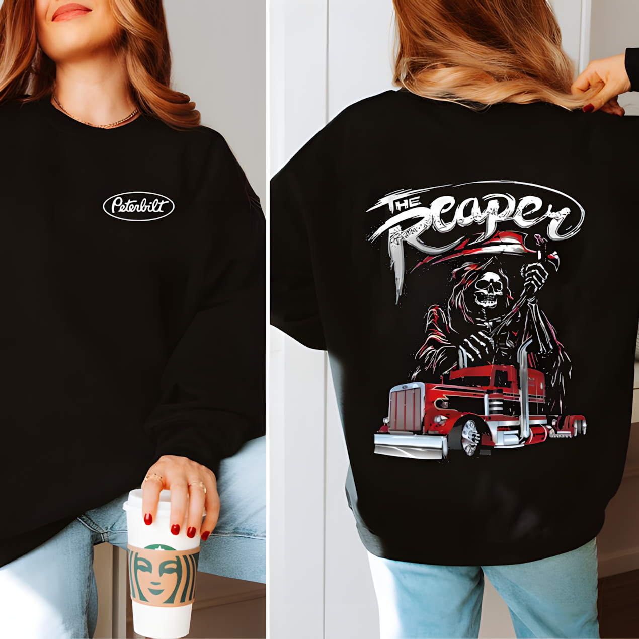 Grim Reaper Peterbilt Big Rig Truck Graphic T-Shirt / Sweatshirt / Hoodie