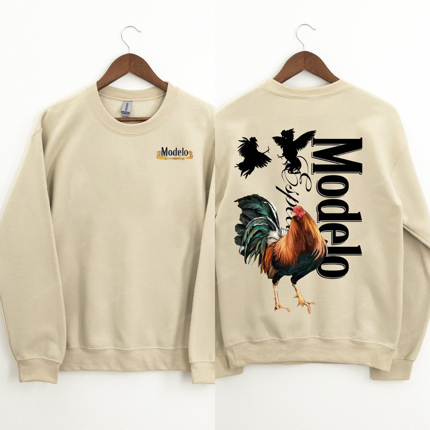 Modelo Rooster Bold Rooster Graphic With Dynamic Fighting Cocks T-Shirt / Sweatshirt / Hoodie