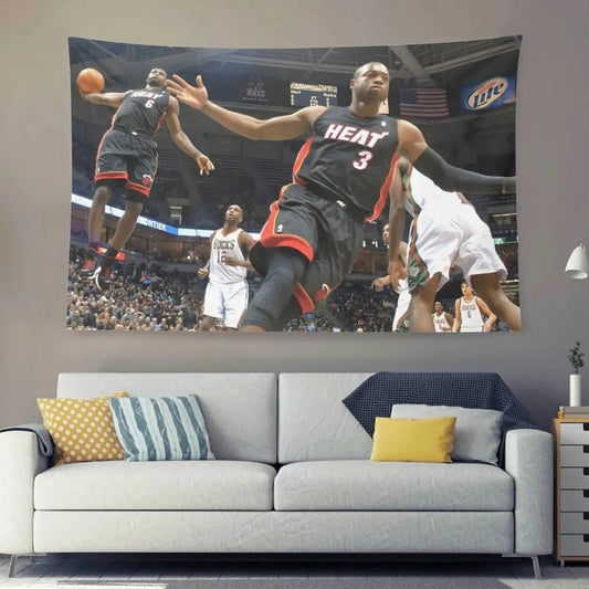 LeBron James & Dwyane Wade 2010 Iconic Moment Wall Flag
