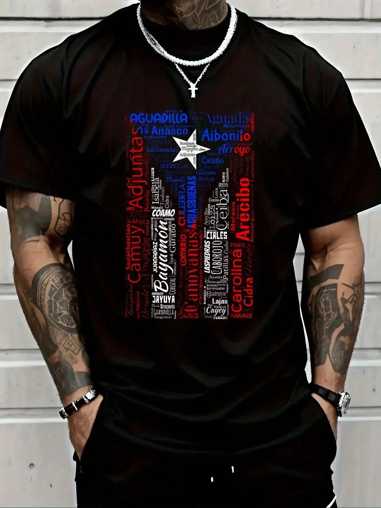 Puerto Rican Flag With Towns And Cities Of Puerto Rico T-Shirt / Sweatshirt / Hoodie