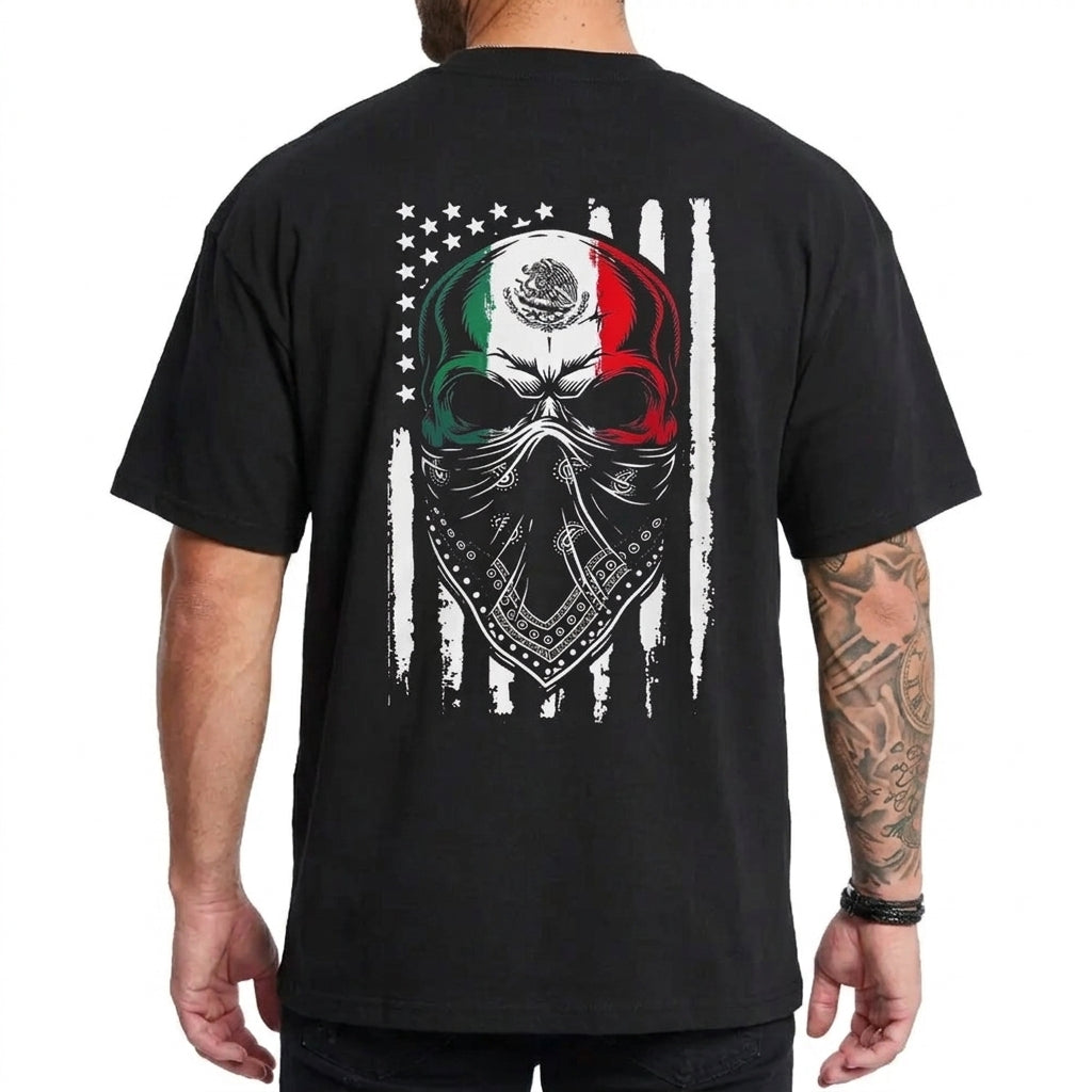 Mexican Skull Graphic Chicano Heritage Bandana T-Shirt / Sweatshirt / Hoodie