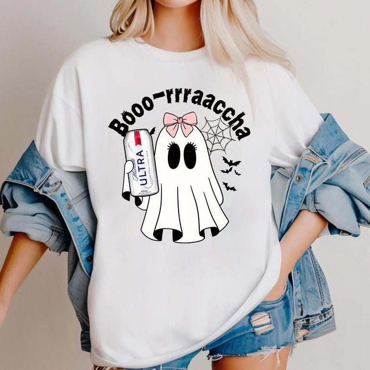 Cute Boo Ghost Halloween Party Drinking Beer & Ghost Lovers T-Shirt / Sweatshirt / Hoodie
