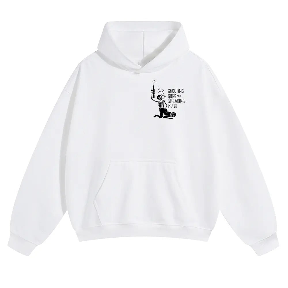 SHOOTING GUNS AND SPREADING BUNS Skull with Sexy Lady T-Shirt / Sweatshirt / Hoodie