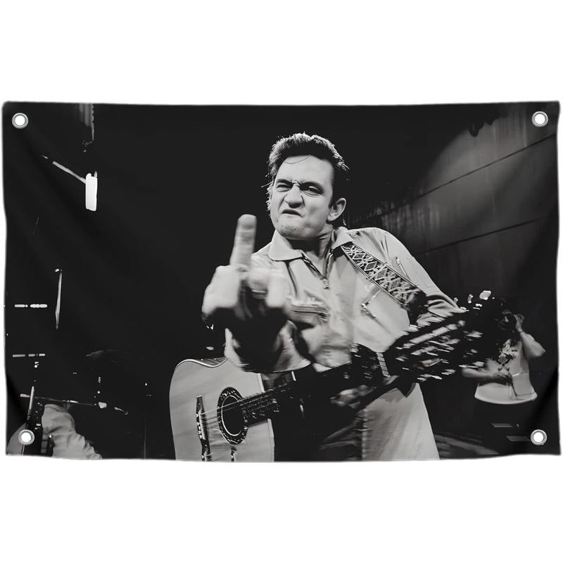 The Man In Black America Country Singer Flag