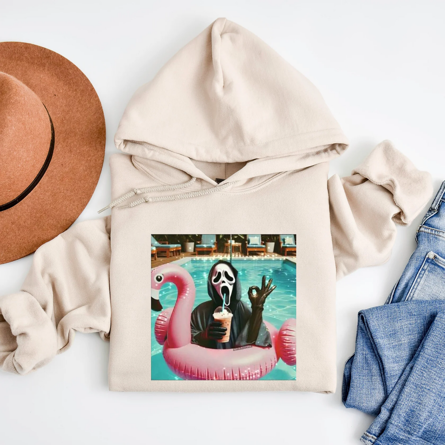 Vintage Halloween Ghost Face Ok Graphic T-Shirt / Sweatshirt / Hoodie