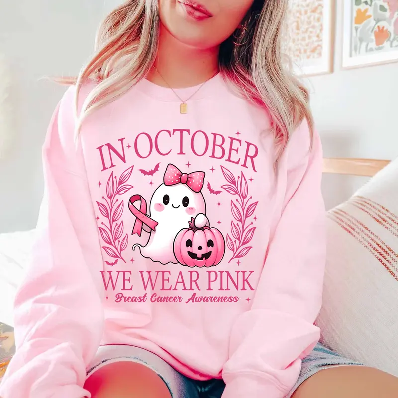 In October We Wear Pink Ghost Pumpkin T-Shirt / Sweatshirt / Hoodie
