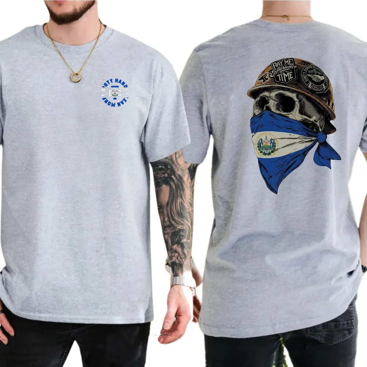 Dirty Hands Clean Money Skull El Salvador Flag Face Mask T-Shirt / Sweatshirt / Hoodie