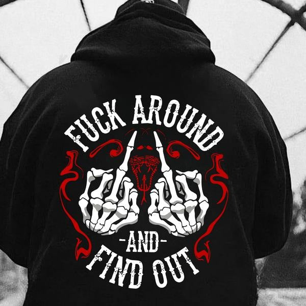 Skull Double Middle Fingers Print T-Shirt / Sweatshirt / Hoodie