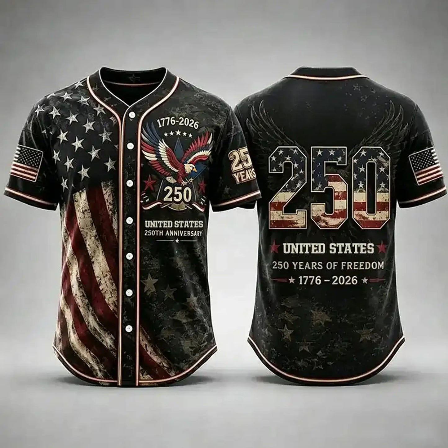 USA 250th Anniversary Patriotic Eagle - Baseball Jersey