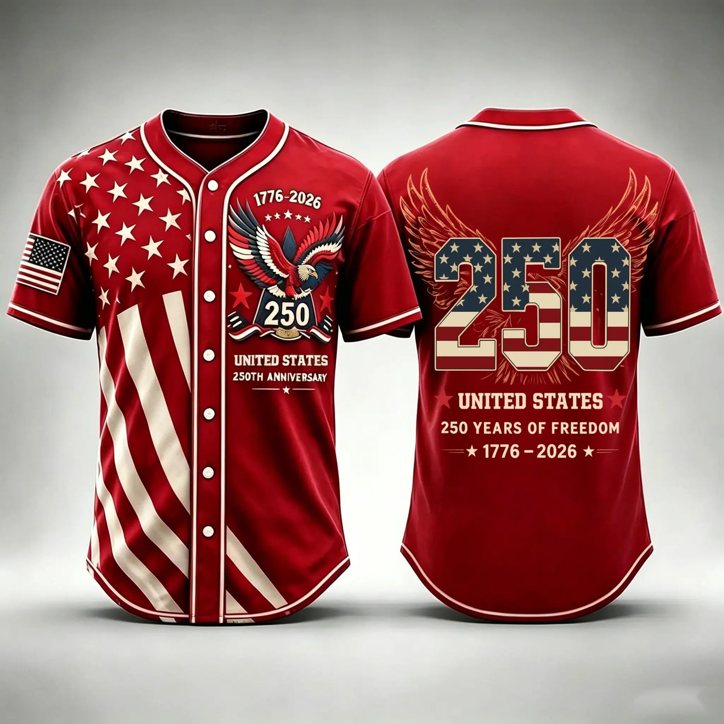 USA 250th Anniversary Patriotic Eagle - Baseball Jersey