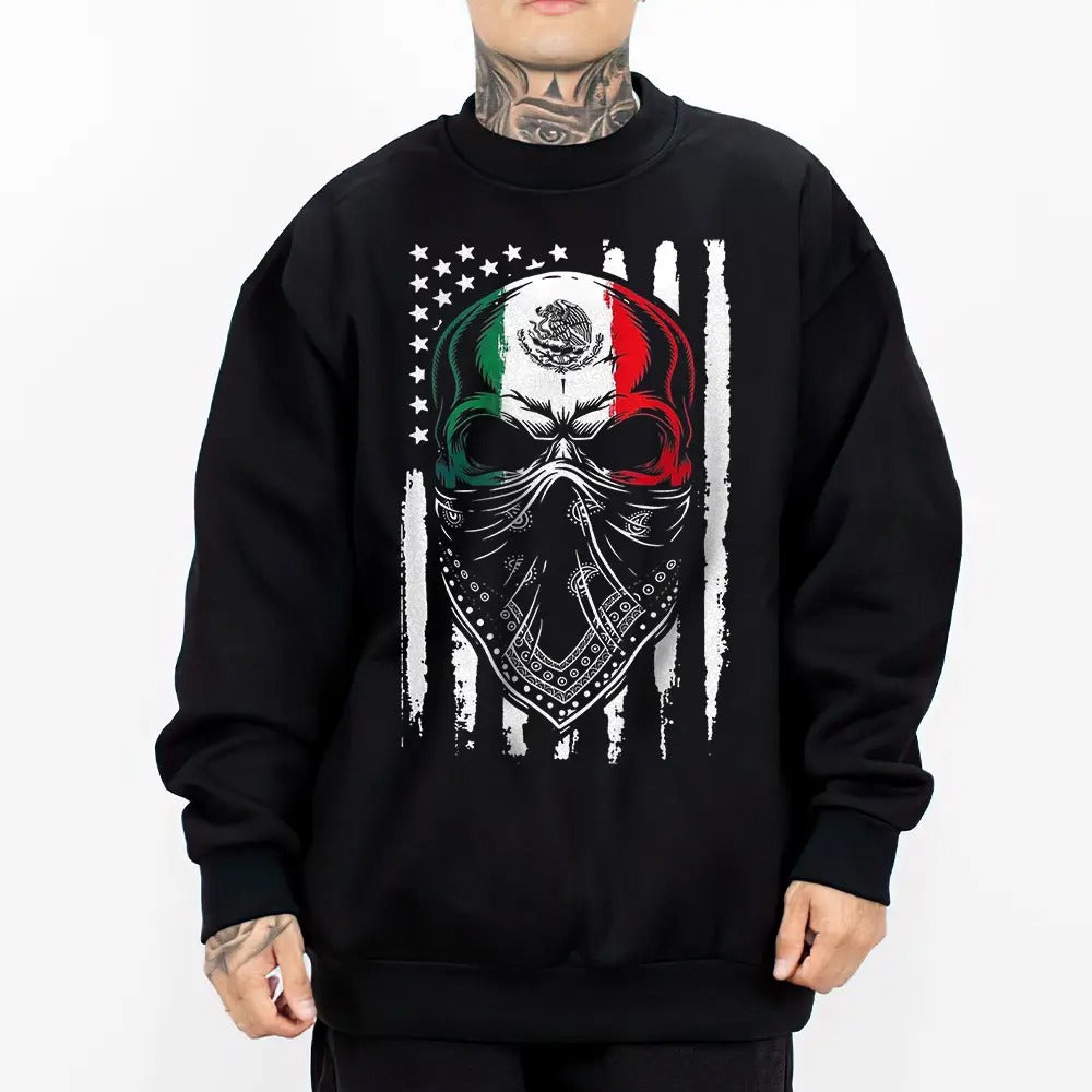 Mexican Skull Graphic Chicano Heritage Bandana T-Shirt / Sweatshirt / Hoodie
