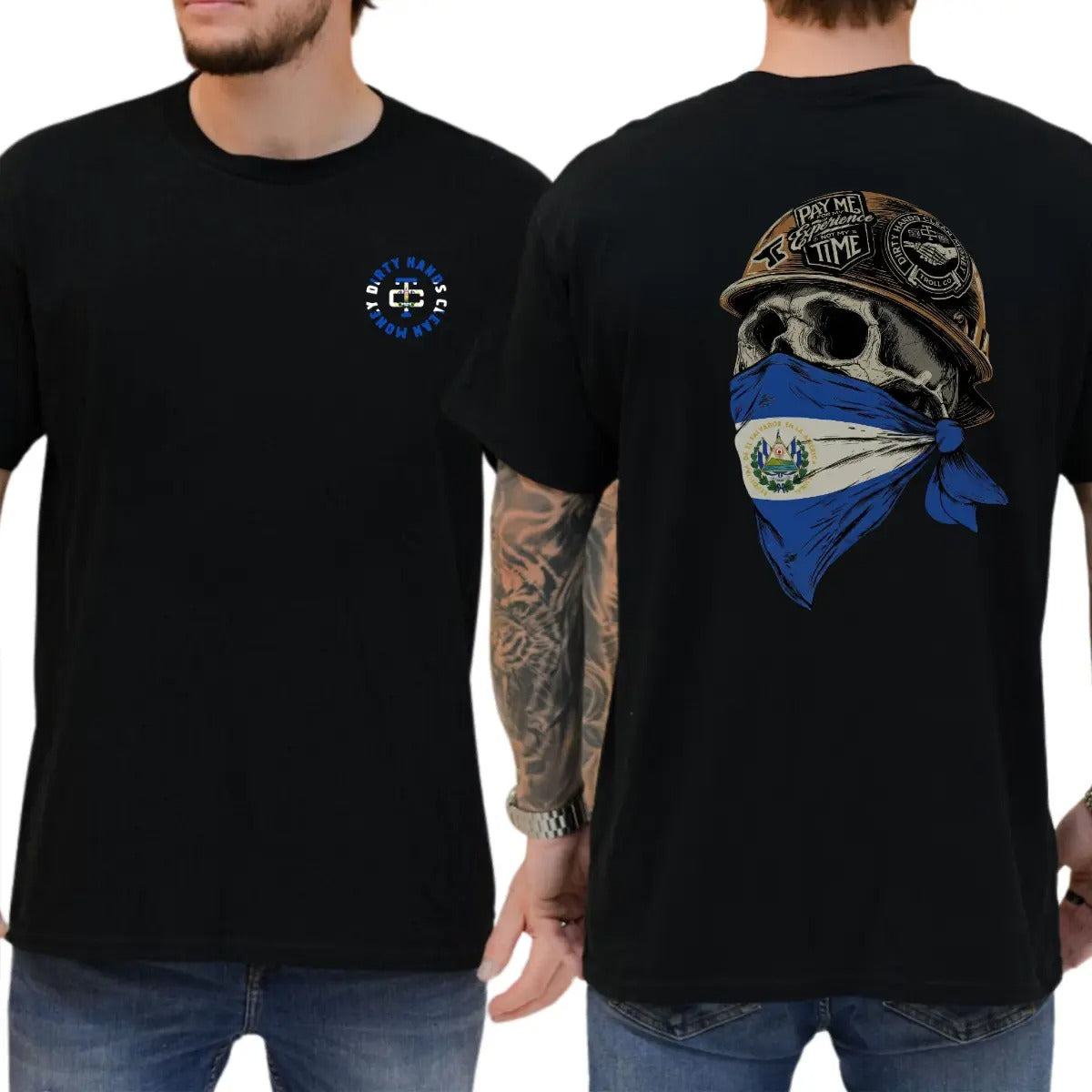 Dirty Hands Clean Money Skull El Salvador Flag Face Mask T-Shirt / Sweatshirt / Hoodie