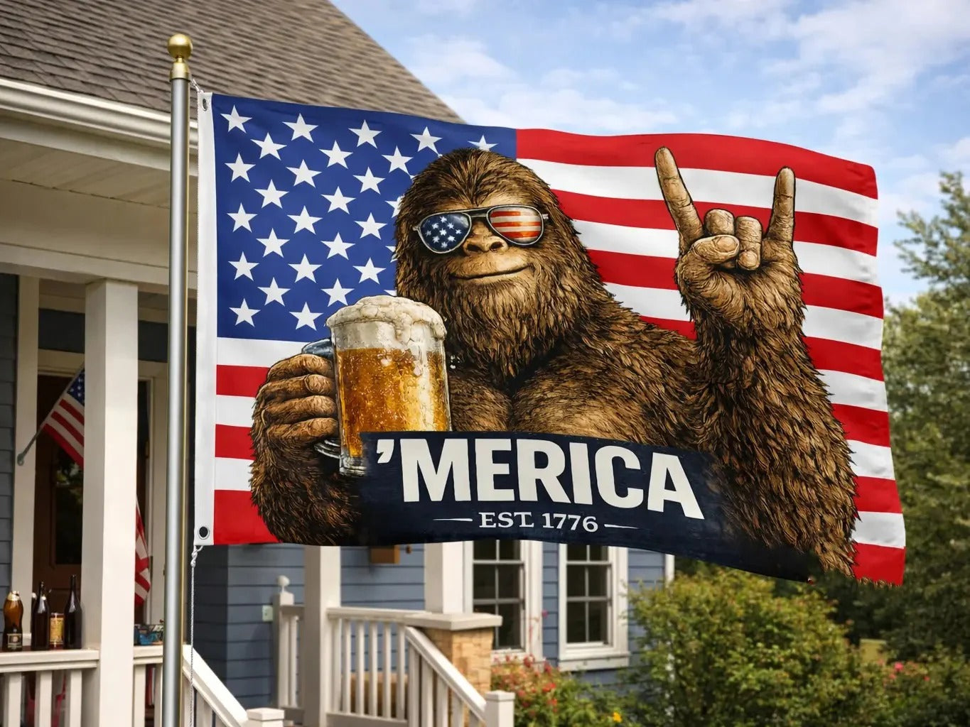 MERICA Bigfoot Flag