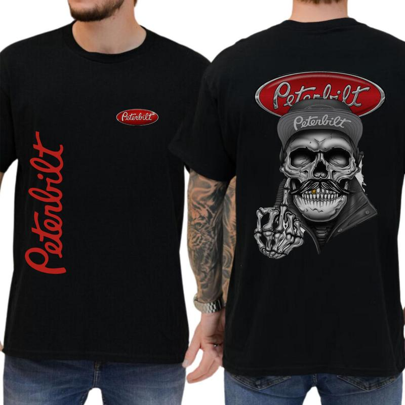 Peterbilt Rebel Trucker Mustache Skull Graphic T-Shirt / Sweatshirt / Hoodie