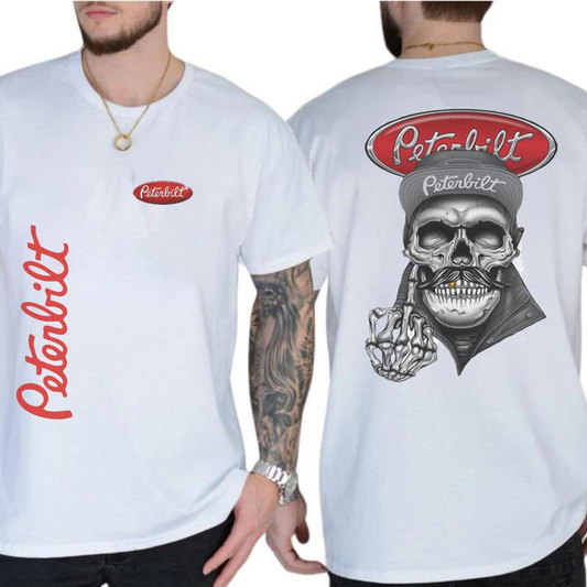 Peterbilt Rebel Trucker Mustache Skull Graphic T-Shirt / Sweatshirt / Hoodie