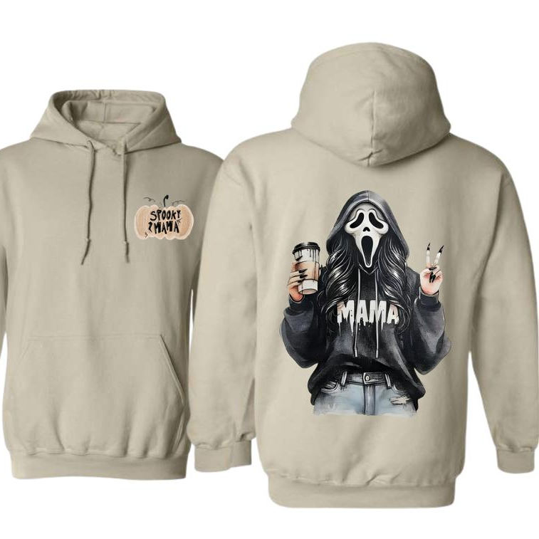 Spooky Mama Ghost Coffee Halloween Graphic T-Shirt / Sweatshirt / Hoodie