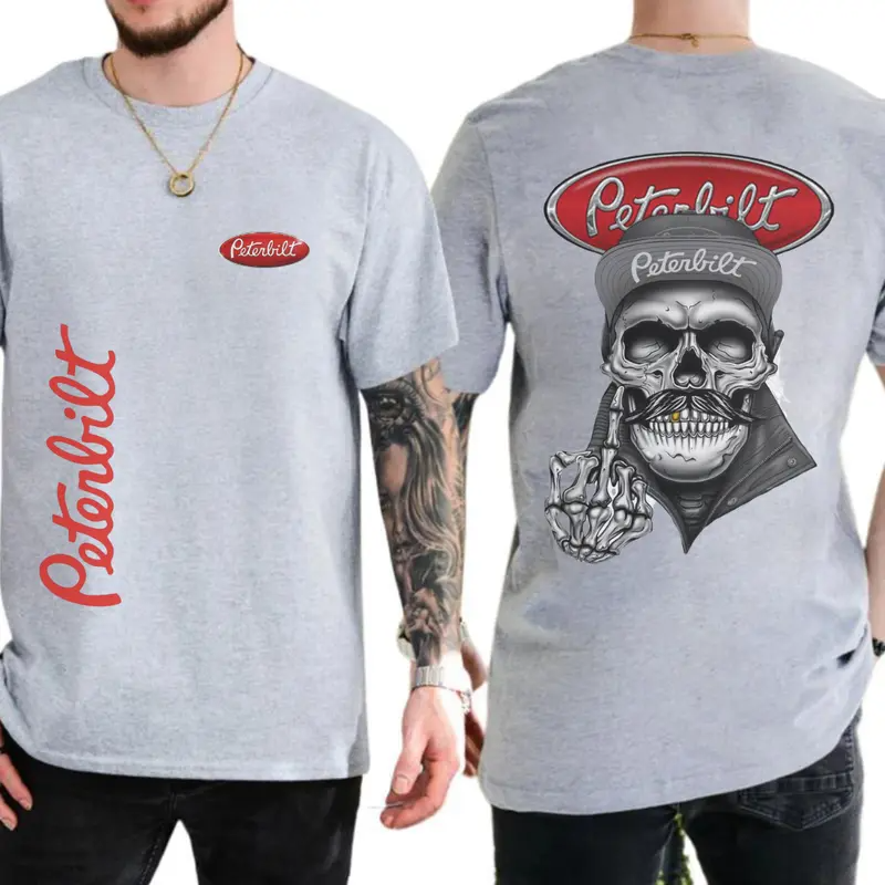 Peterbilt Rebel Trucker Mustache Skull Graphic T-Shirt / Sweatshirt / Hoodie