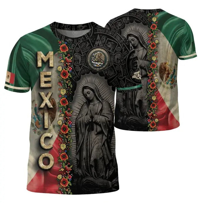 Mexico Inspired Flag Guadalupe Aztec Floral Heritage - Soccer Jersey