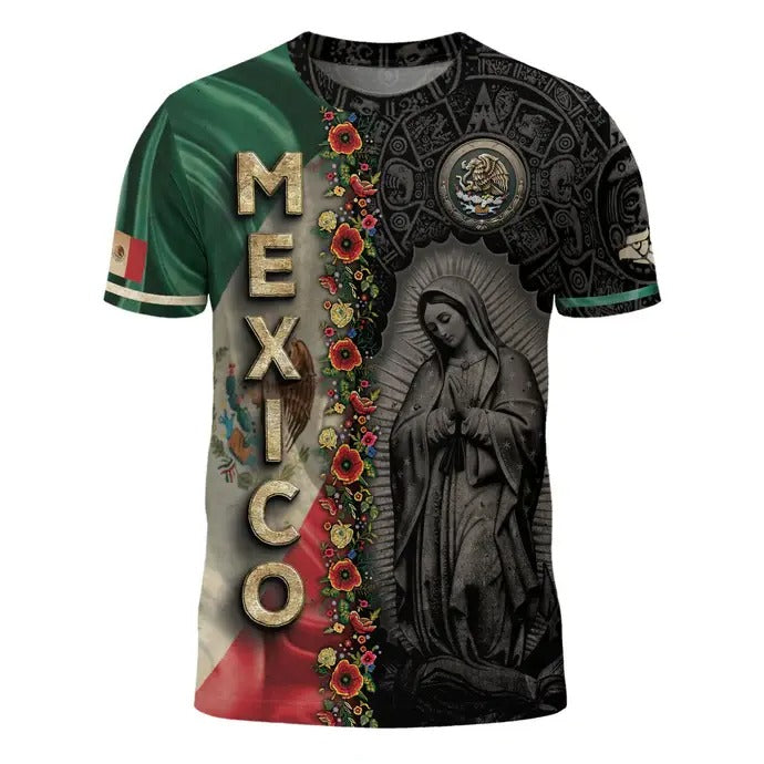 Mexico Inspired Flag Guadalupe Aztec Floral Heritage - Soccer Jersey
