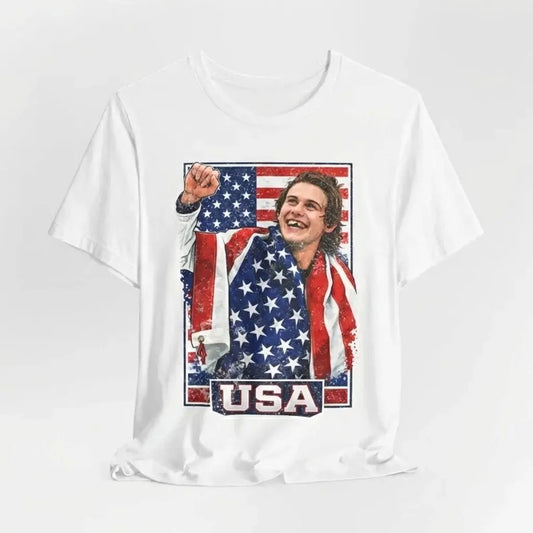 Jack Hughes Inspired Team USA Hockey Olympic Fan Graphic T-Shirt / Sweatshirt / Hoodie