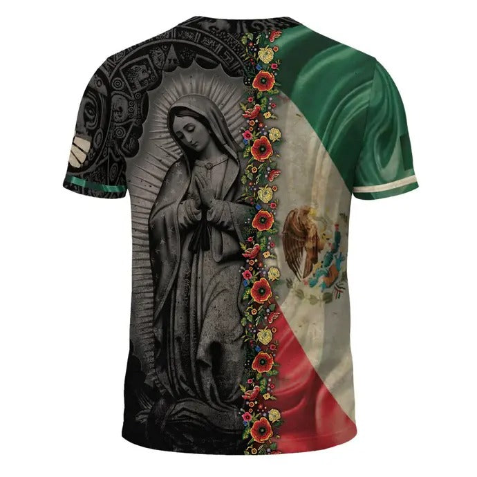 Mexico Inspired Flag Guadalupe Aztec Floral Heritage - Soccer Jersey
