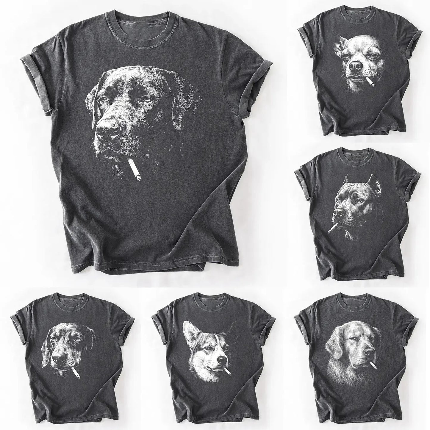 Funny Smoking Dog Featuring Multiple Popular Breeds T-Shirt / Sweatshirt / Hoodie